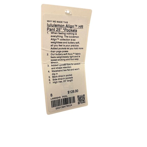 lululemon Align  High-Rise Pant with Pockets 25" size 8 NWT Authentic - Picture 9 of 9